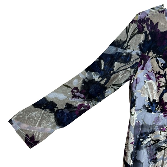 Soft Surroundings Annika Velvet Aster Grey Floral Midi Dress, Small - Picture 4 of 12